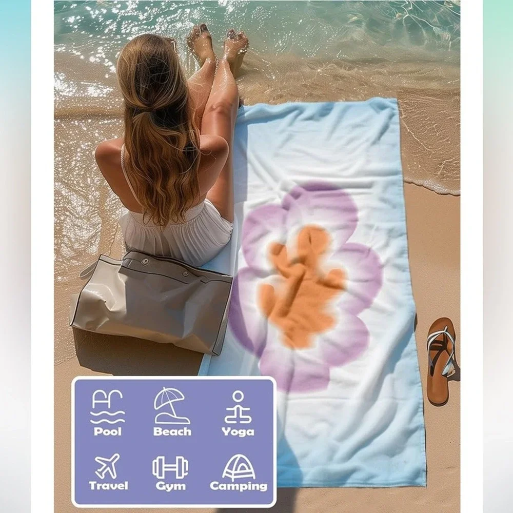 2 pc Microfiber Beach Towels Sand Free Quick Dry Towel Set Lightweight Compact